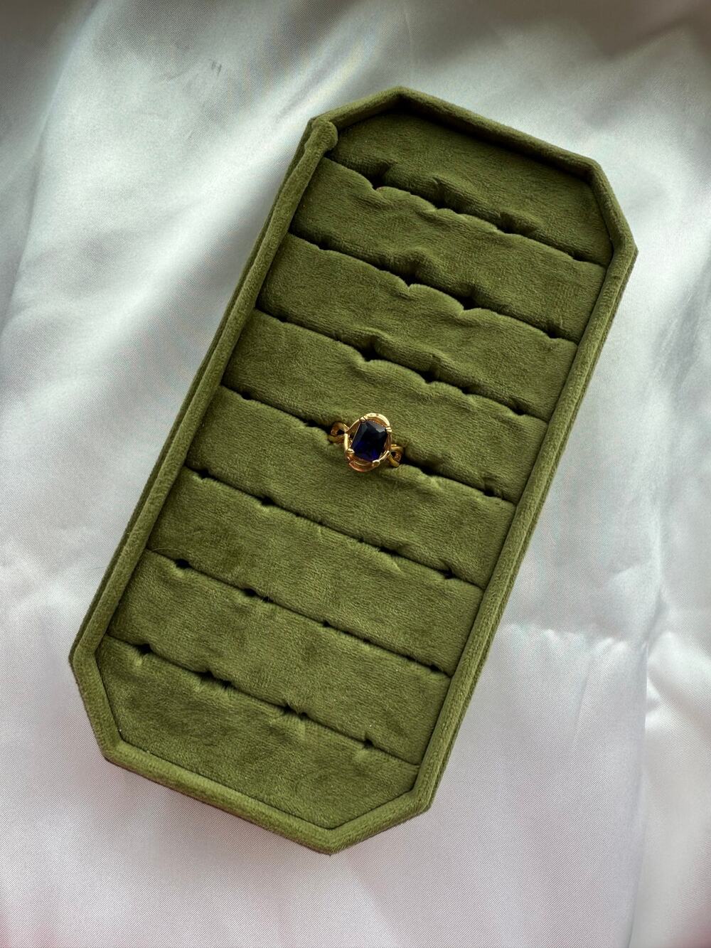 Gold Emerald Cut Purple Ring Size 7